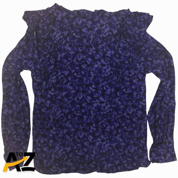 Women's Floral Print Ruffle Long Sleeve Dramatic Blouse Size S - Picture 5 of 9